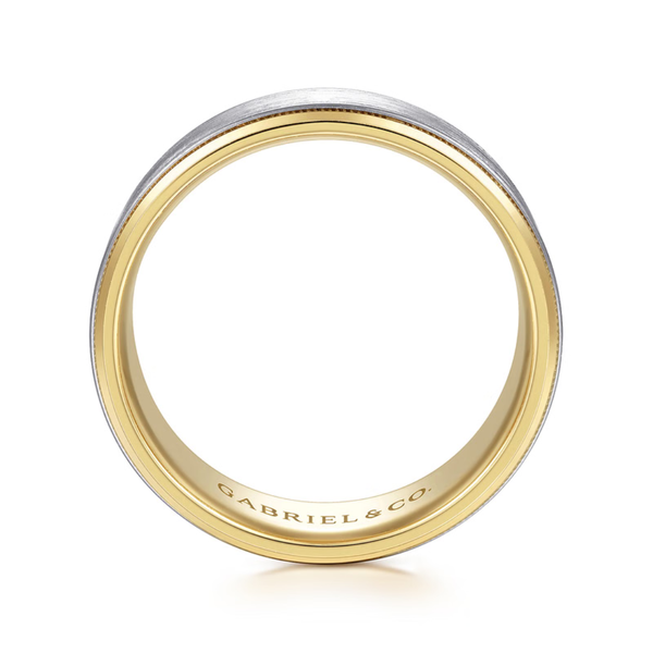 Gabriel Benjamin Men's White & Yellow Gold Wedding Band Image 2 SVS Fine Jewelry Oceanside, NY