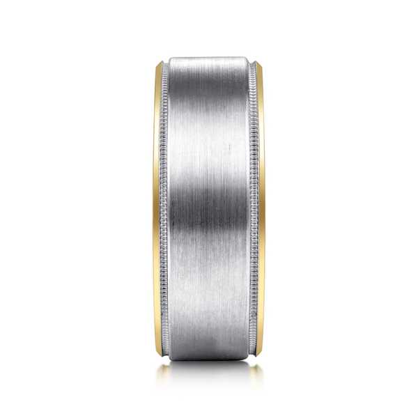 Gabriel Benjamin Men's White & Yellow Gold Wedding Band Image 4 SVS Fine Jewelry Oceanside, NY