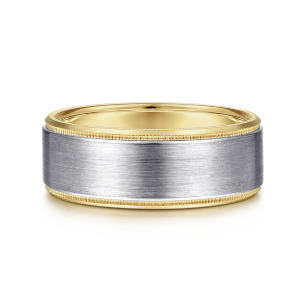 Gabriel Benjamin Men's White & Yellow Gold Wedding Band SVS Fine Jewelry Oceanside, NY