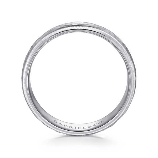 Gabriel Simon Men's 14K White Gold Wedding Band Image 2 SVS Fine Jewelry Oceanside, NY