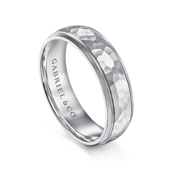 Gabriel Simon Men's 14K White Gold Wedding Band Image 3 SVS Fine Jewelry Oceanside, NY