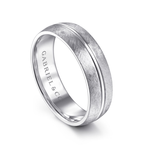 Gabriel Kayden Men's 14K White Gold Wedding Band Image 3 SVS Fine Jewelry Oceanside, NY