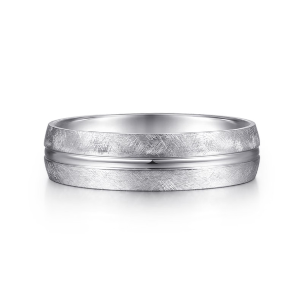 Gabriel Kayden Men's 14K White Gold Wedding Band SVS Fine Jewelry Oceanside, NY