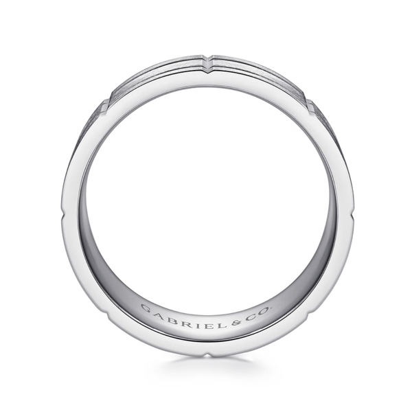 Gabriel Brian Men's 14K White Gold Wedding Band Image 2 SVS Fine Jewelry Oceanside, NY