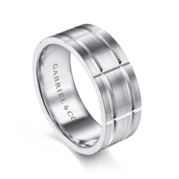 Gabriel Brian Men's 14K White Gold Wedding Band Image 3 SVS Fine Jewelry Oceanside, NY