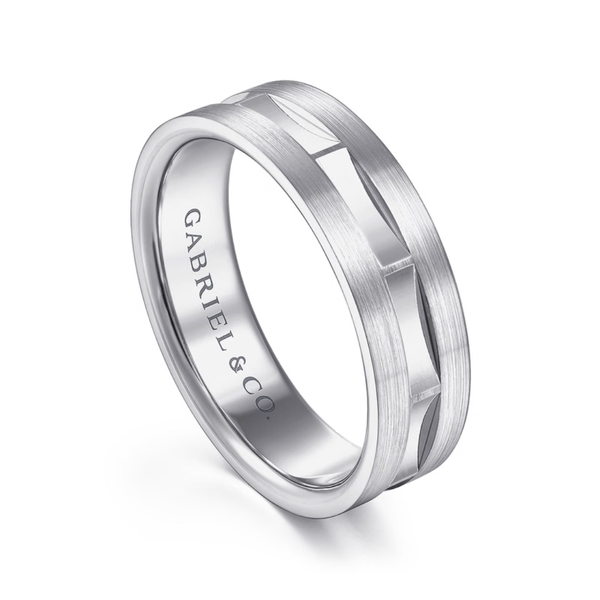 Gabriel Elias Men's 14K White Gold Wedding Band Image 3 SVS Fine Jewelry Oceanside, NY