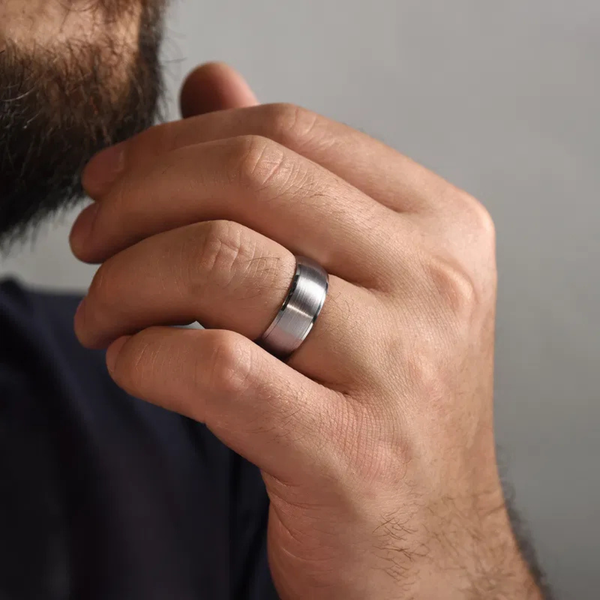 Gabriel Nathaniel Men's 14K White Gold Wedding Band Image 4 SVS Fine Jewelry Oceanside, NY