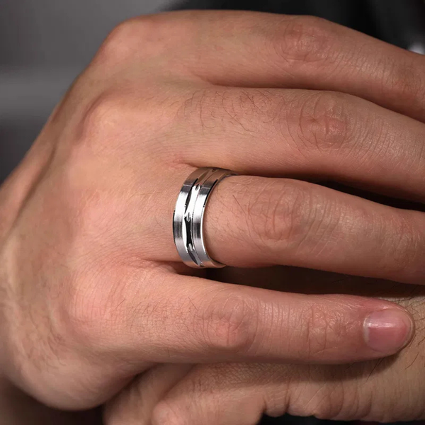 Gabriel Daniel Men's 14K White Gold Wedding Band Image 4 SVS Fine Jewelry Oceanside, NY