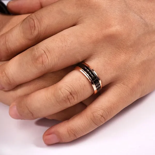 Gabriel Brad Men's 14K Rose Gold Wedding Band Image 5 SVS Fine Jewelry Oceanside, NY