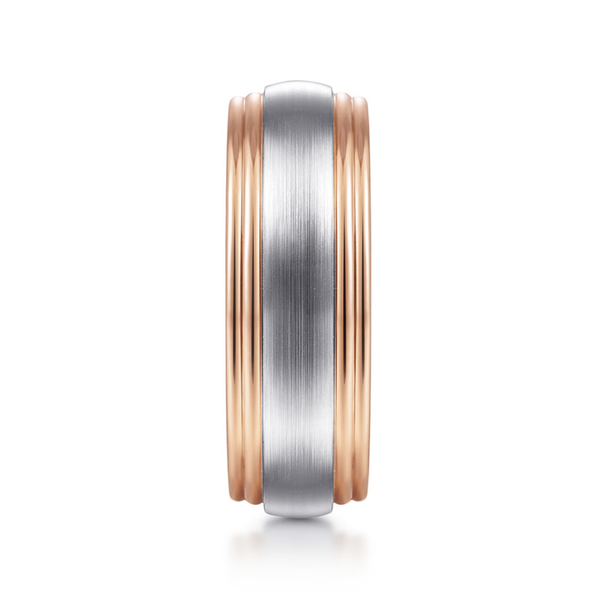Gabriel Derek Men's White & Rose Gold Wedding Band Image 4 SVS Fine Jewelry Oceanside, NY