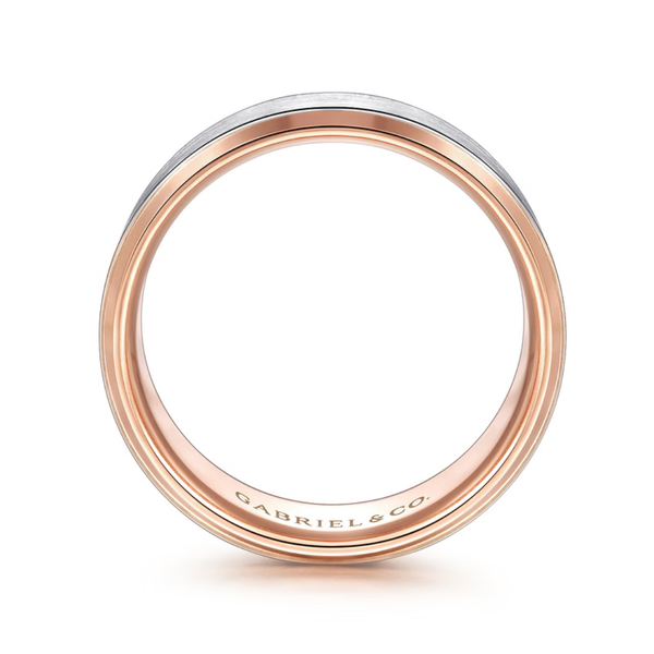 Gabriel Alexander Men's White & Rose Gold Wedding Band Image 2 SVS Fine Jewelry Oceanside, NY