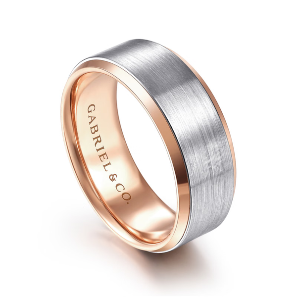 Gabriel Alexander Men's White & Rose Gold Wedding Band Image 3 SVS Fine Jewelry Oceanside, NY