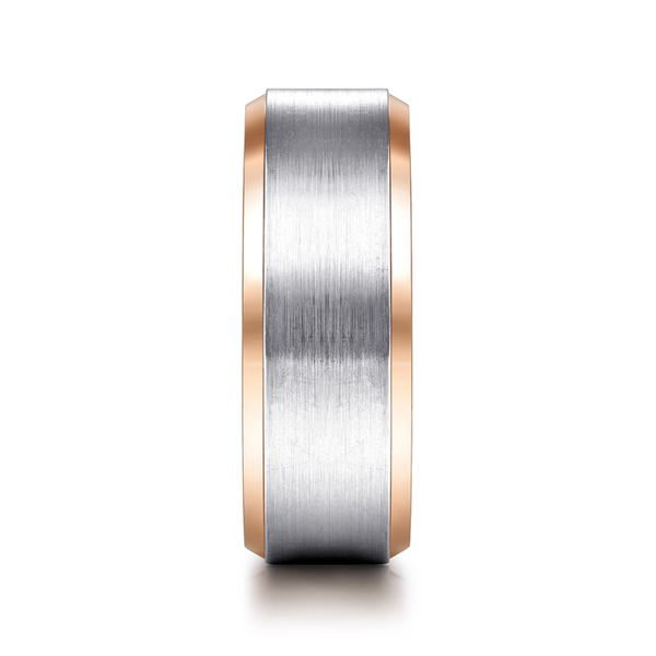 Gabriel Alexander Men's White & Rose Gold Wedding Band Image 4 SVS Fine Jewelry Oceanside, NY