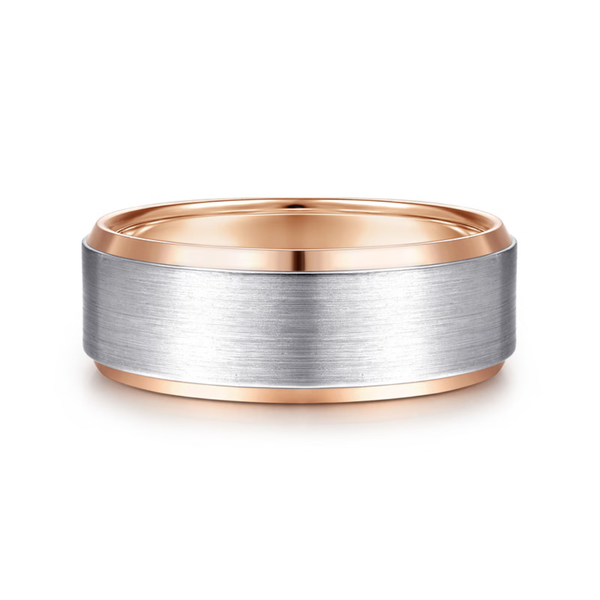 Gabriel Alexander Men's White & Rose Gold Wedding Band SVS Fine Jewelry Oceanside, NY