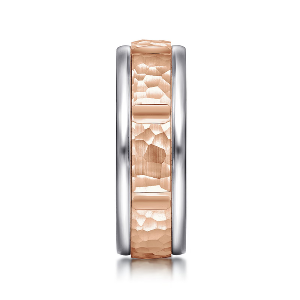 Gabriel John Men's White & Rose Gold Wedding Band Image 4 SVS Fine Jewelry Oceanside, NY