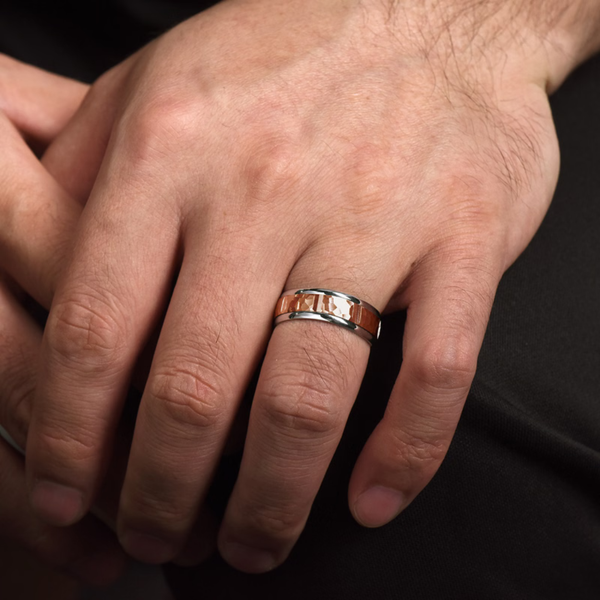 Gabriel John Men's White & Rose Gold Wedding Band Image 5 SVS Fine Jewelry Oceanside, NY