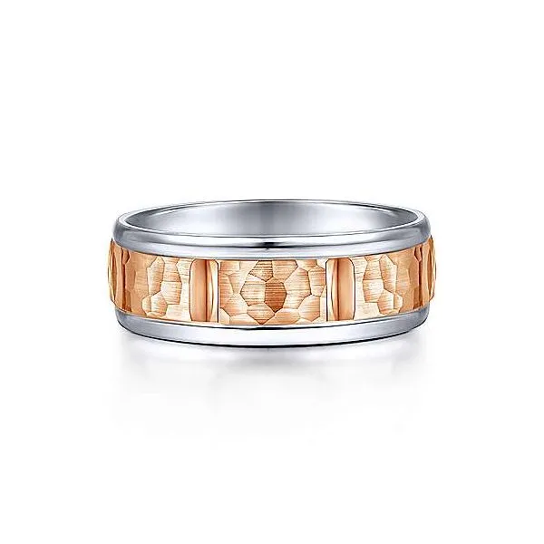 Gabriel John Men's White & Rose Gold Wedding Band SVS Fine Jewelry Oceanside, NY