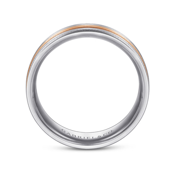 Gabriel Adam Men's White & Rose Gold Wedding Band Image 2 SVS Fine Jewelry Oceanside, NY