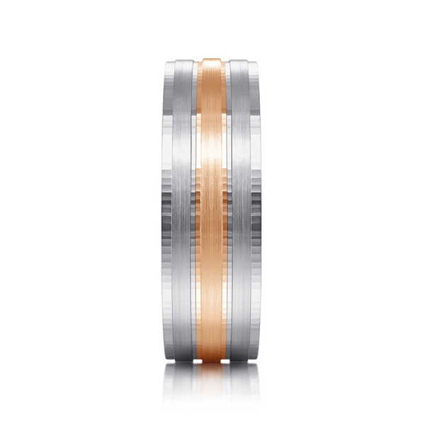 Gabriel Adam Men's White & Rose Gold Wedding Band Image 4 SVS Fine Jewelry Oceanside, NY