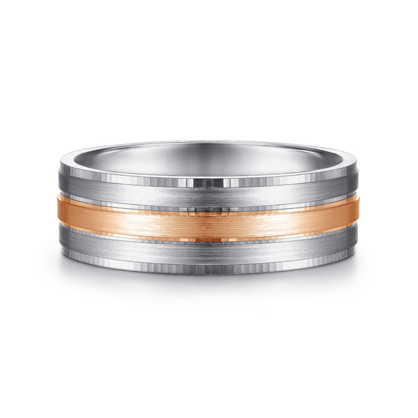Gabriel Adam Men's White & Rose Gold Wedding Band SVS Fine Jewelry Oceanside, NY