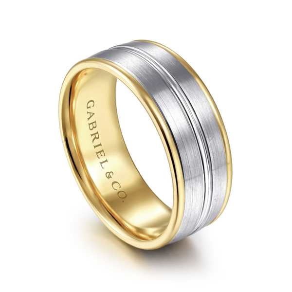 Gabriel Beaux Men's White & Yellow Gold Wedding Band Image 3 SVS Fine Jewelry Oceanside, NY