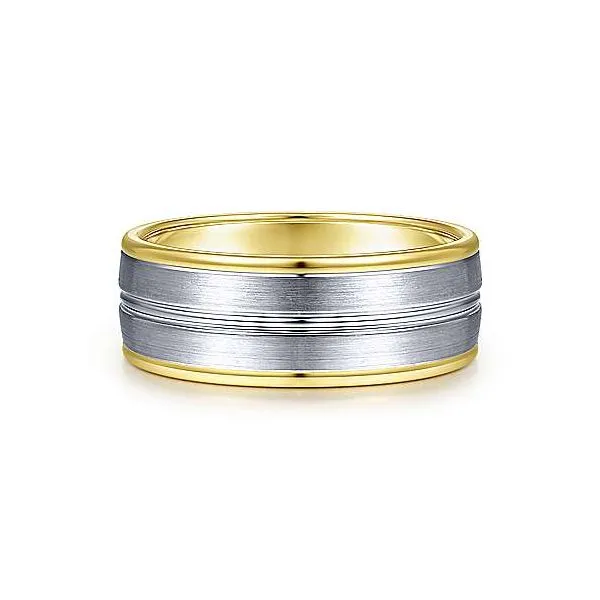 Gabriel Beaux Men's White & Yellow Gold Wedding Band SVS Fine Jewelry Oceanside, NY