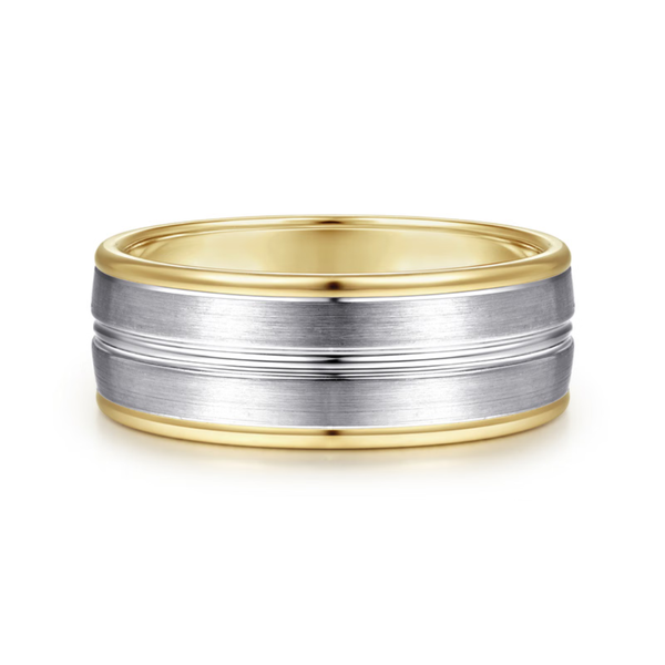 Gabriel Beaux Men's White & Yellow Gold Wedding Band SVS Fine Jewelry Oceanside, NY