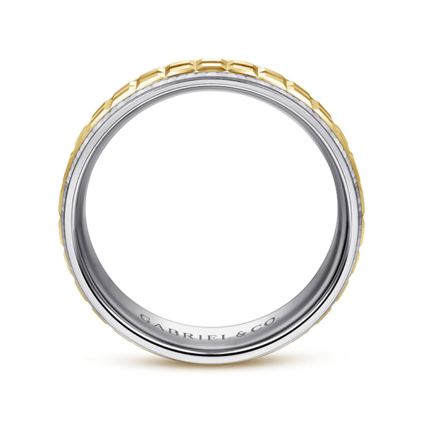 Gabriel Axel Men's White & Yellow Gold Wedding Band Image 2 SVS Fine Jewelry Oceanside, NY
