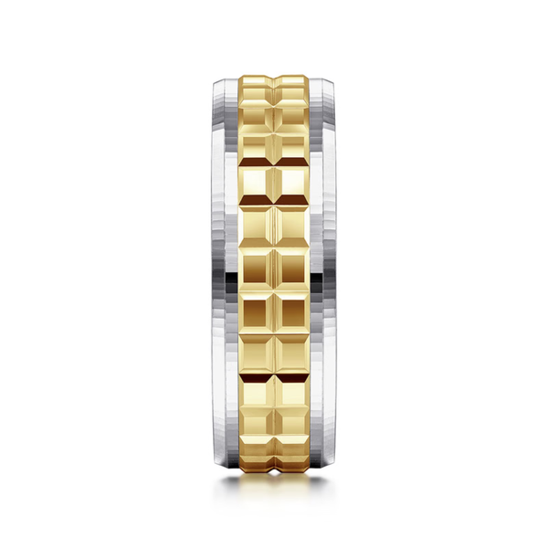 Gabriel Axel Men's White & Yellow Gold Wedding Band Image 4 SVS Fine Jewelry Oceanside, NY