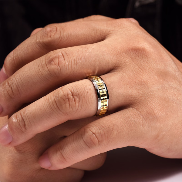 Gabriel Axel Men's White & Yellow Gold Wedding Band Image 5 SVS Fine Jewelry Oceanside, NY