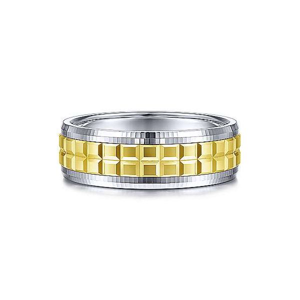Gabriel Axel Men's White & Yellow Gold Wedding Band SVS Fine Jewelry Oceanside, NY