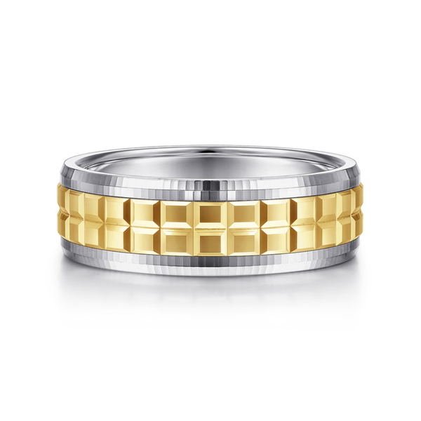 Gabriel Axel Men's White & Yellow Gold Wedding Band SVS Fine Jewelry Oceanside, NY