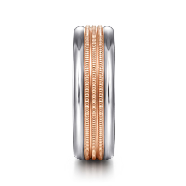 Gabriel Ethan Men's White & Rose Gold Wedding Band Image 4 SVS Fine Jewelry Oceanside, NY