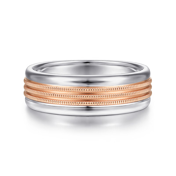 Gabriel Ethan Men's White & Rose Gold Wedding Band SVS Fine Jewelry Oceanside, NY