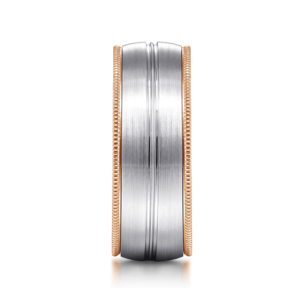 Gabriel Leonardo Men's White & Rose Gold Wedding Band Image 4 SVS Fine Jewelry Oceanside, NY