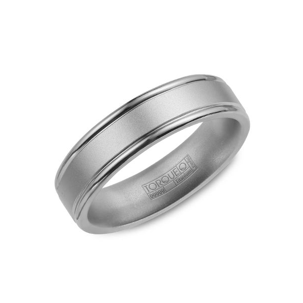 Crown Ring Men's Grey Titanium Wedding Band SVS Fine Jewelry Oceanside, NY