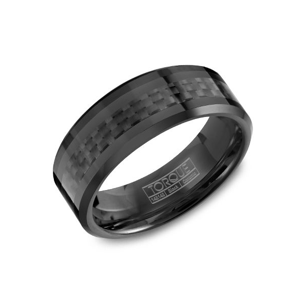 Crown Ring Men's Black Ceramic And Fiber Wedding Band SVS Fine Jewelry Oceanside, NY
