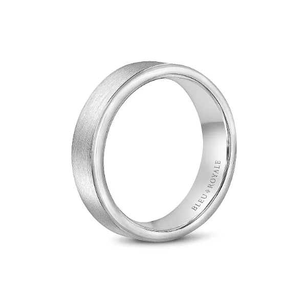 Bleu Royale Collection Men's White Gold Wedding Band Image 2 SVS Fine Jewelry Oceanside, NY