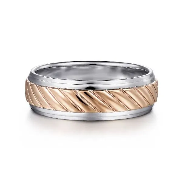 Gabriel August White & Rose Gold 7 mm Wedding Band SVS Fine Jewelry Oceanside, NY