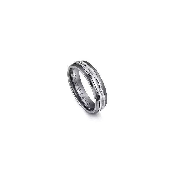 Gabriel Men's Tantalum & White Gold Wedding Band SVS Fine Jewelry Oceanside, NY