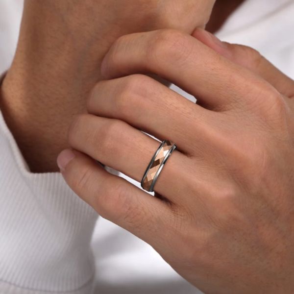 Gabriel Men's Tantalum & Rose Gold Wedding Band Image 2 SVS Fine Jewelry Oceanside, NY