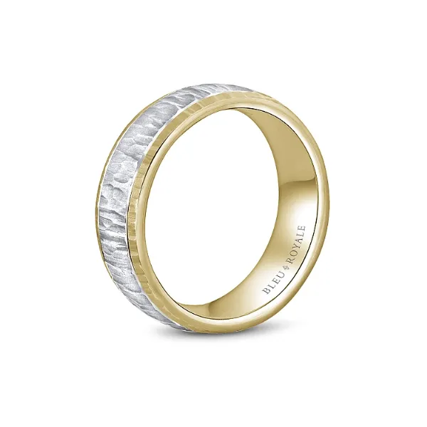 Bleu Royale Collection White & Yellow Gold Wedding Band Image 2 SVS Fine Jewelry Oceanside, NY