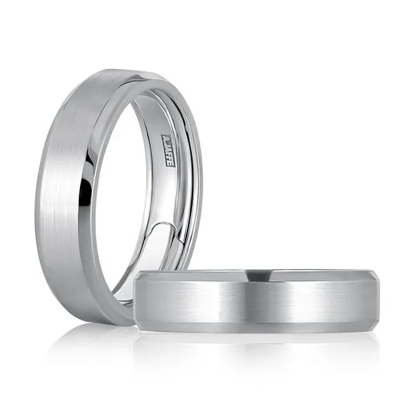 A.Jaffe Mens White Gold Wedding Band