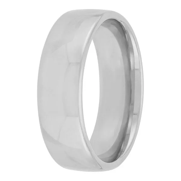Men's White Gold 7 mm Wedding Band Image 2 SVS Fine Jewelry Oceanside, NY
