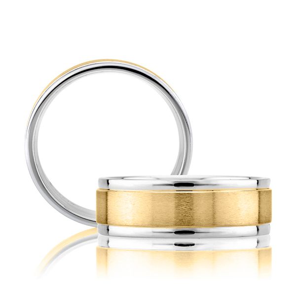 A.Jaffe Men's White & Yellow Gold Wedding Band Image 2 SVS Fine Jewelry Oceanside, NY