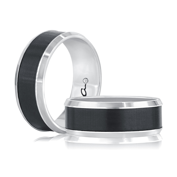 A.Jaffe Men's White Gold Wedding Band Image 2 SVS Fine Jewelry Oceanside, NY