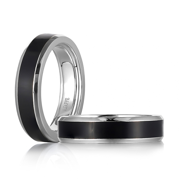 A.Jaffe Men's White Gold & Black Ceramic Wedding Band Image 2 SVS Fine Jewelry Oceanside, NY