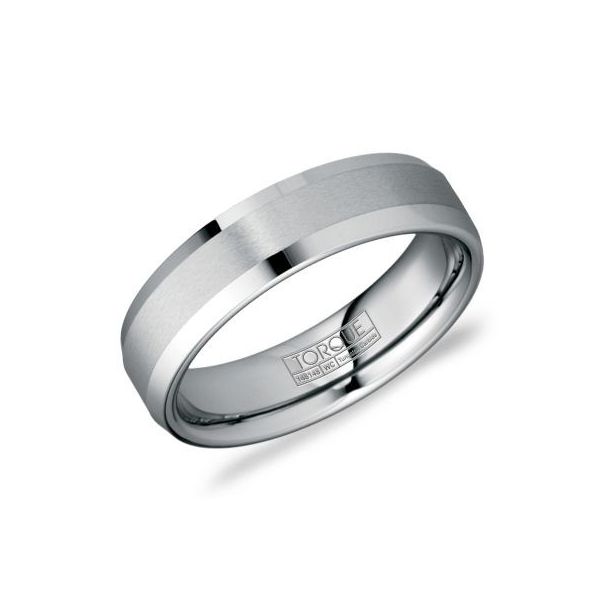Crown Ring Men's Grey Tungsten Carbide Wedding Band SVS Fine Jewelry Oceanside, NY