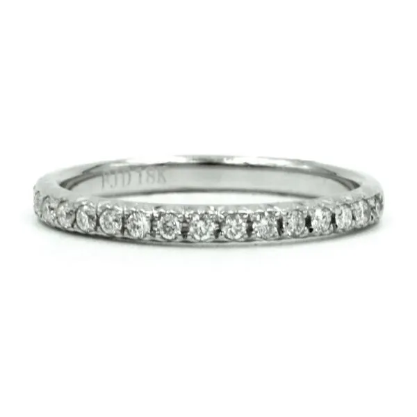 White Gold Pave Prong Wedding Band Image 2 SVS Fine Jewelry Oceanside, NY