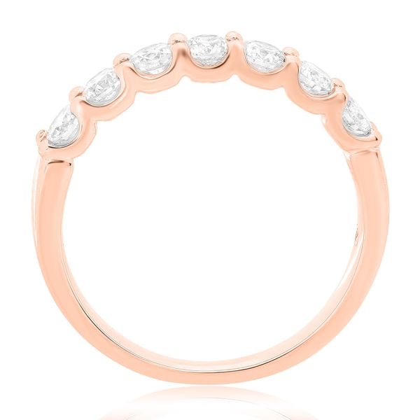 Rose Gold Diamond 7-Stone Wedding Band Image 3 SVS Fine Jewelry Oceanside, NY